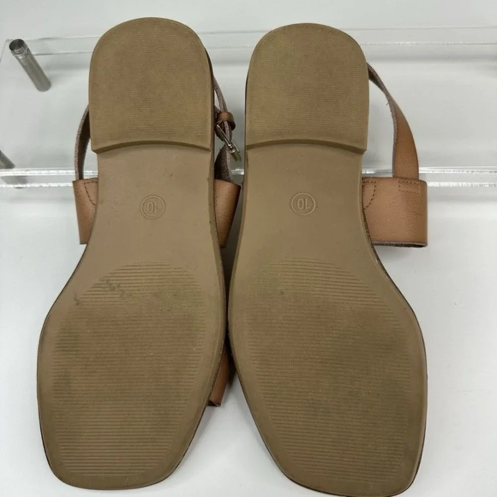 Universal Thread Womens Tan Square Toe Studded Slingback‎ Flat Sandals Size 10